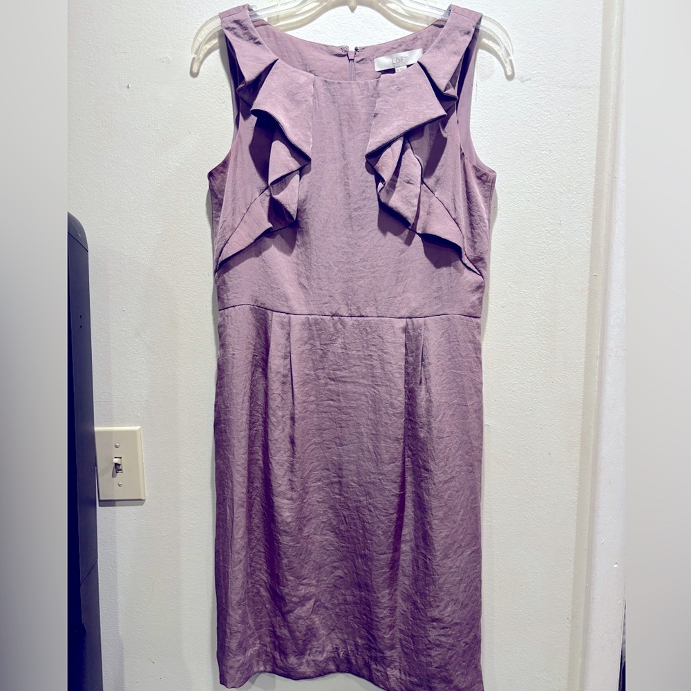LOFT Mauve Ruffle Midi Dress